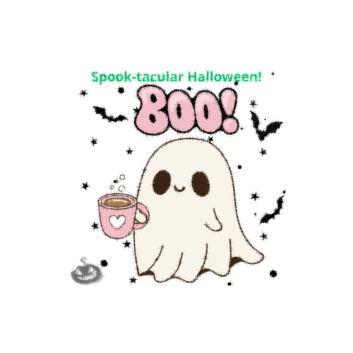 Ghostly cute Halloween coaster